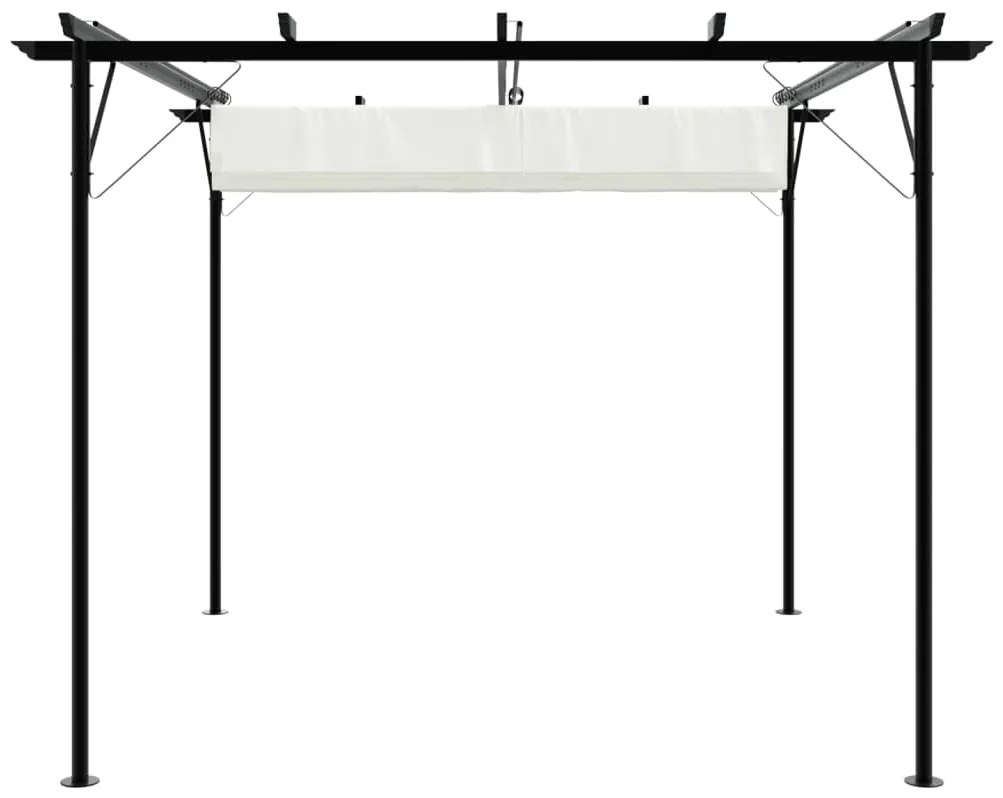 Pérgola com toldo retrátil 3x3 m aço branco nata