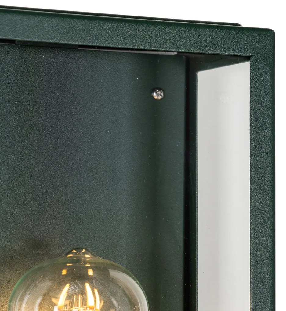 Candeeiro de parede exterior industrial verde escuro com vidro IP44 - Rotterdam Industrial
