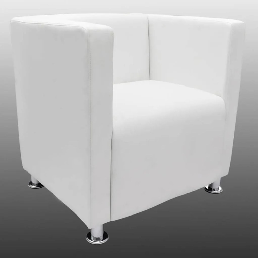 Poltrona Ilha - Cor Branco - Em Couro Artificial - 71x54x69 cm - Desig