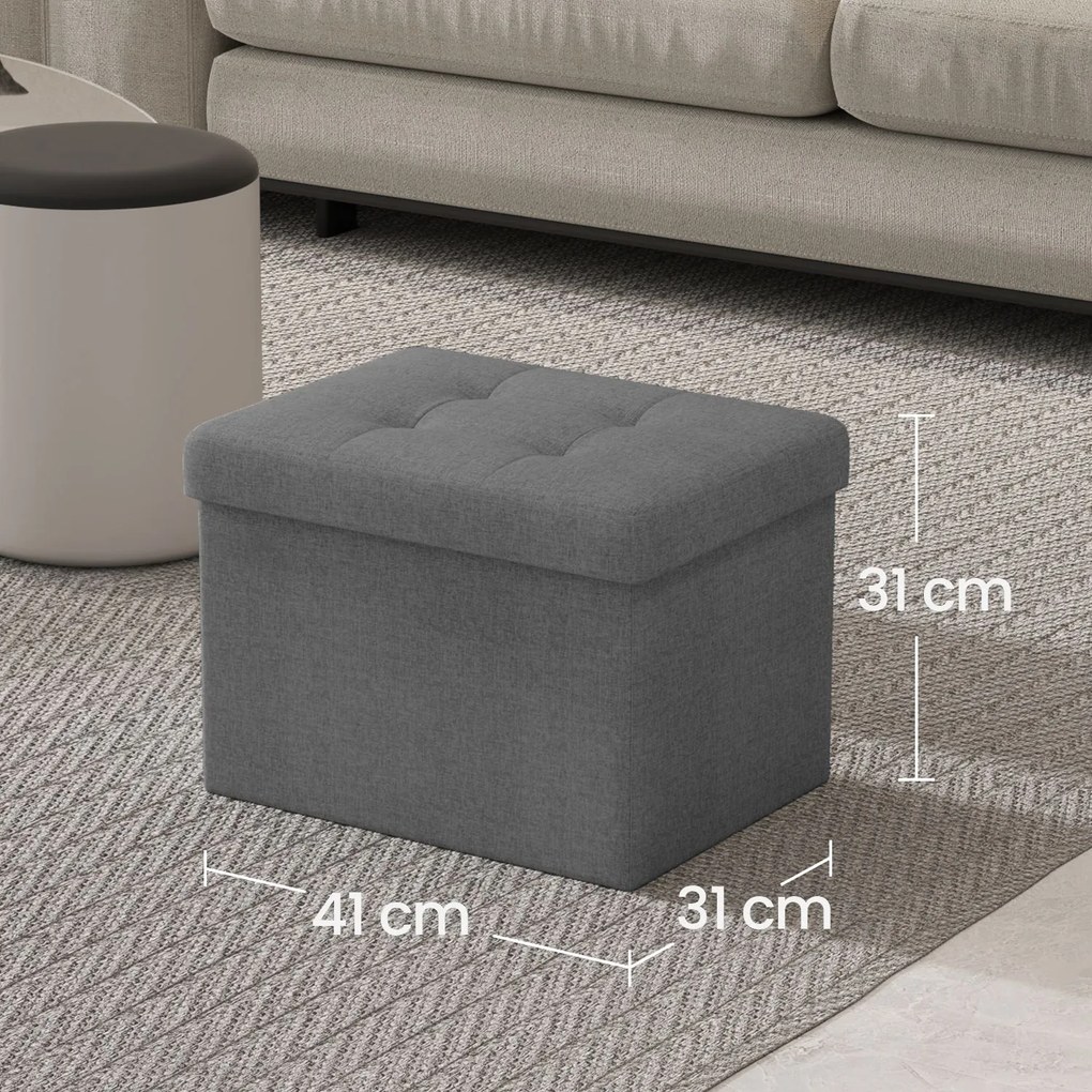 Banco com espaço de arrumação 31 x 41 x 31 cm cinza claro