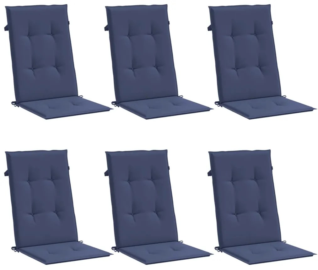 Almofadões cadeira encosto alto 6pcs tecido azul-marinho