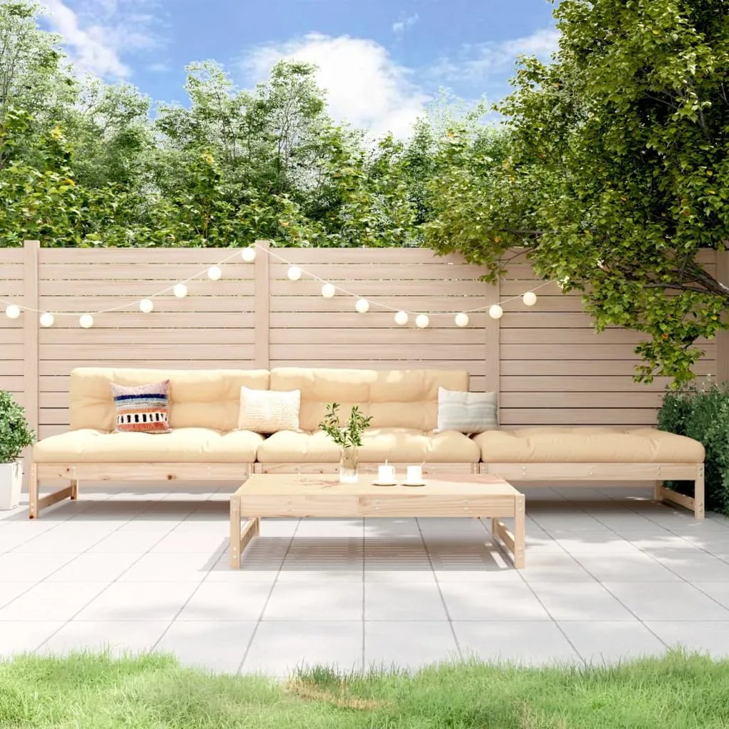 4 pcs conjunto lounge de jardim madeira de pinho maciça