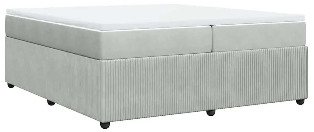 Cama com molas/colchão 200x200 cm veludo cinzento-claro