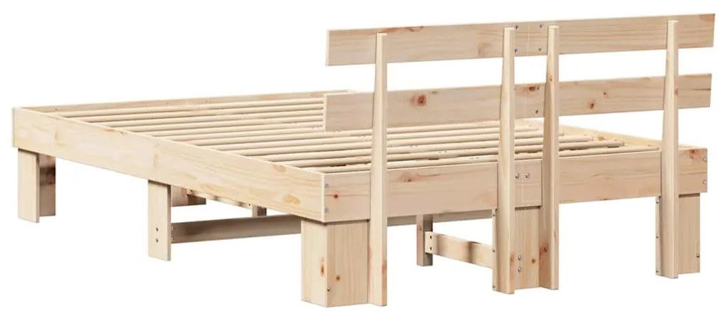 Estrado de Cama com Cabeceira 120x200 cm Madeira Maciça Pinho