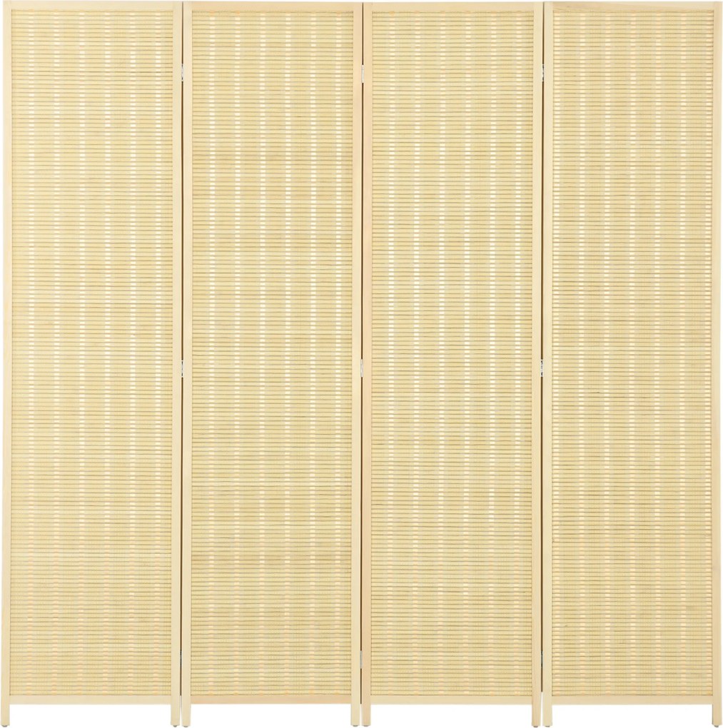 Biombo de madeira para separar divisões, divisória dobrável de 4 painéis, 180 x 180 cm, natural