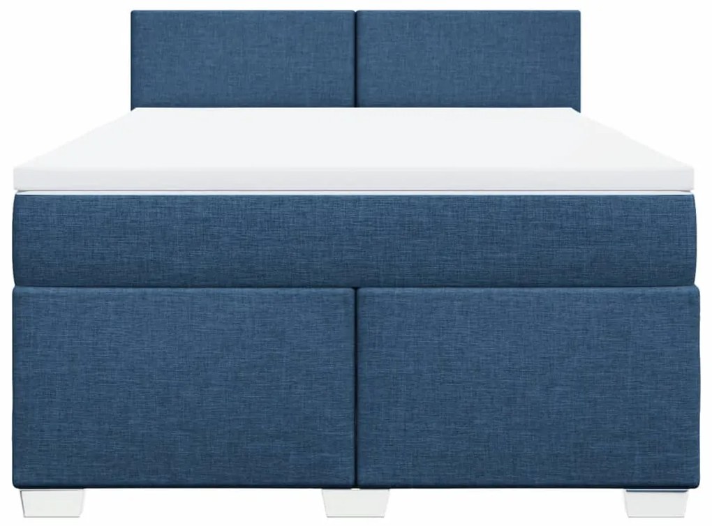 Cama com molas/colchão 160x200 cm tecido azul