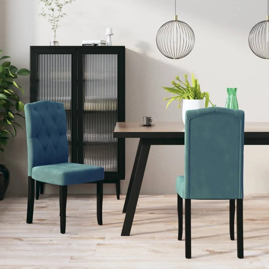 vidaXL Cadeiras de jantar 2 pcs veludo azul