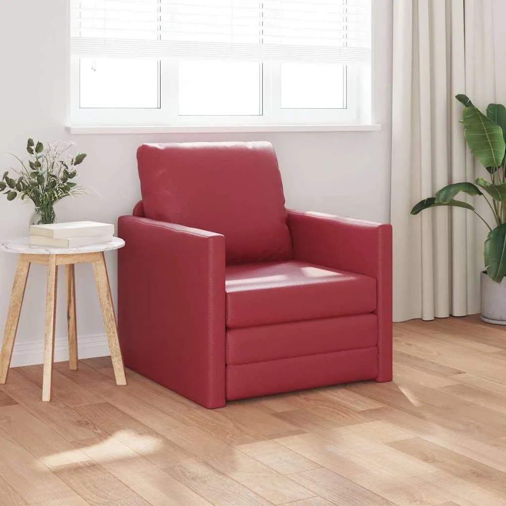 vidaXL Sofá-Cama Vinho Vermelho 74 x 77 x 81 cm Couro Artificial