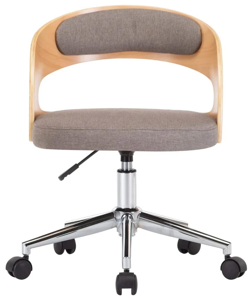 Cadeira escritório giratória madeira/tecido cinza-acastanhado