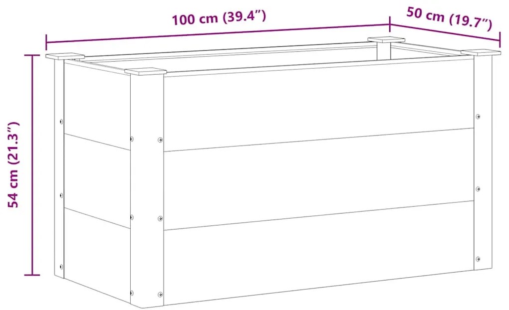 Canteiro elevado para jardim WPC 100x50x54 cm cinzento