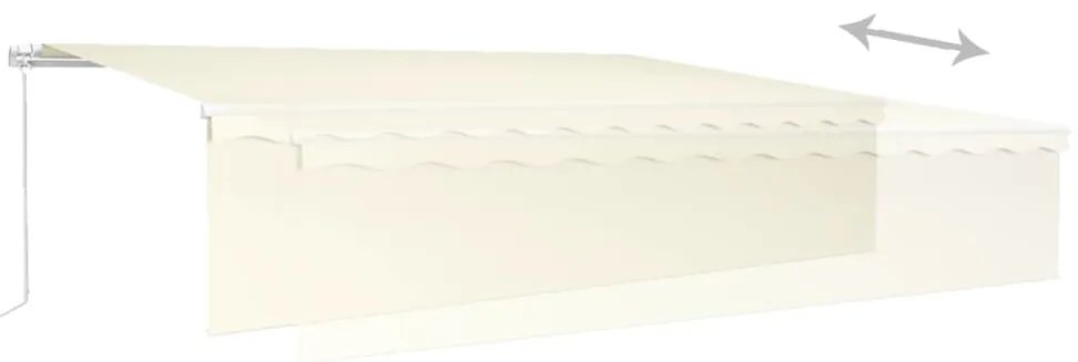Toldo retrátil manual com estore/LED 6x3 m cor creme