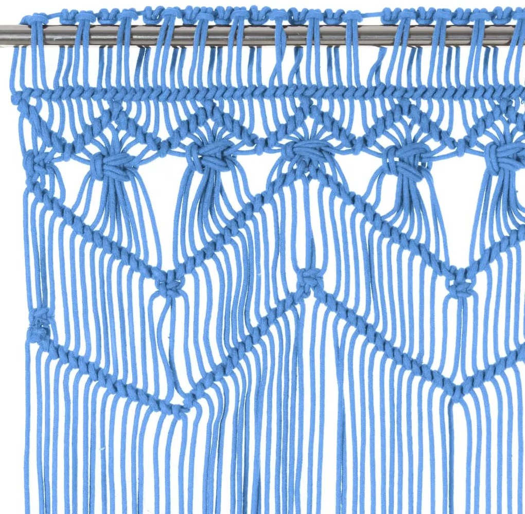 Cortina macramé 140x240 cm algodão azul