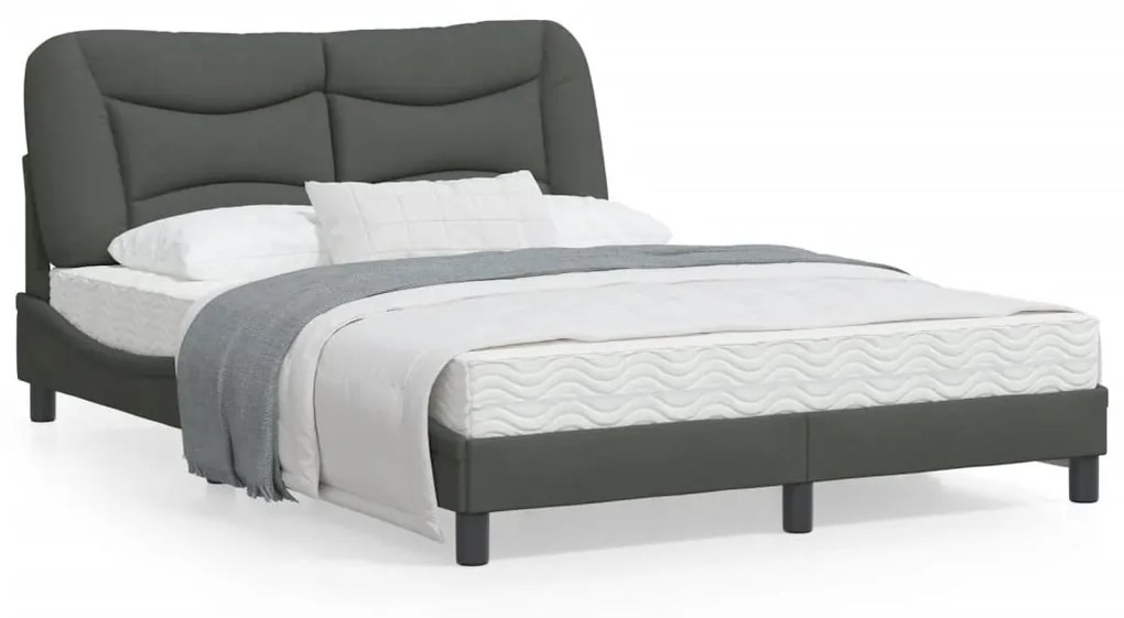 vidaXL Estrutura de cama sem colchão Hvar 140x200 cm tecido cinzento-escuro