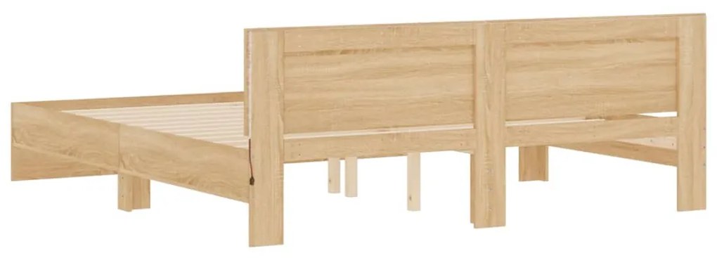 Estrutura cama c/ cabeceira/luzes LED 180x200cm carvalho sonoma