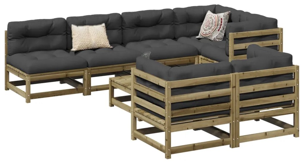 vidaXL 8 pcs conjunto sofás de jardim madeira de pinho impregnada