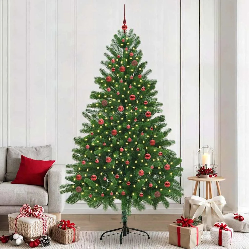 vidaXL Árvore de Natal com 300 LEDs com suporte Verde 210 cm PE