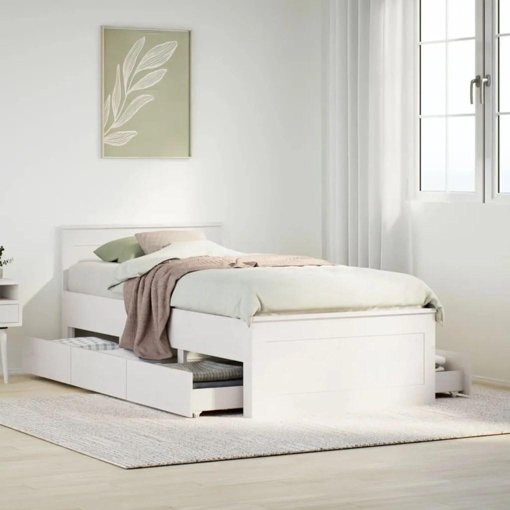 vidaXL Cama sem colchão com cabeceira 90x200 cm pinho maciço branco