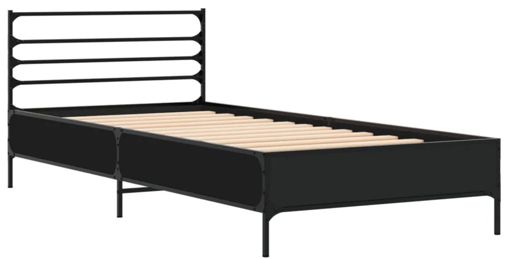 Estrutura de cama 90x200 cm derivados de madeira/metal preto