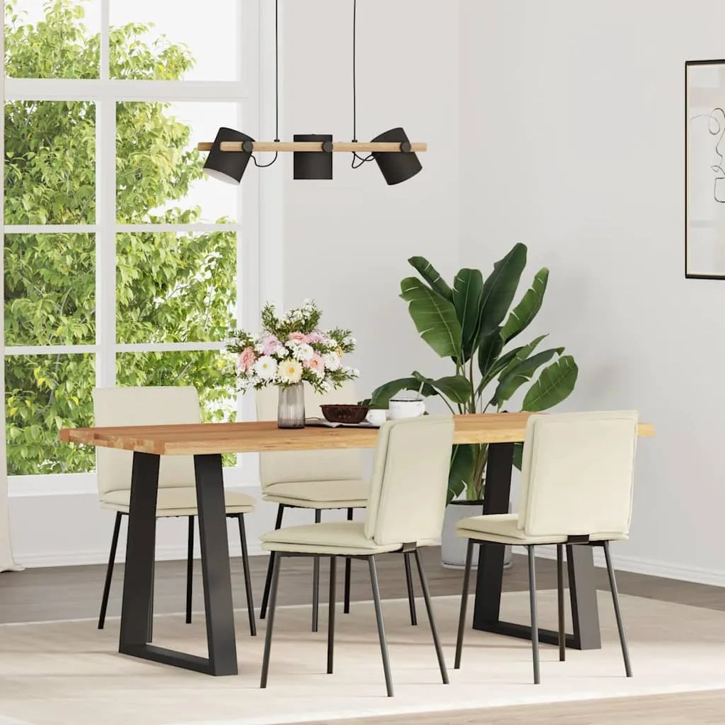 Cadeiras de jantar 4 pcs veludo cor creme