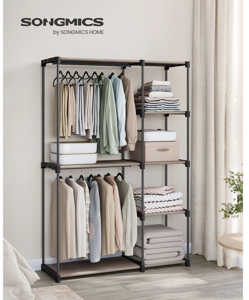 Guarda roupa aberto com varões para roupa 43 x 124 x 182 cm Castanho-greige