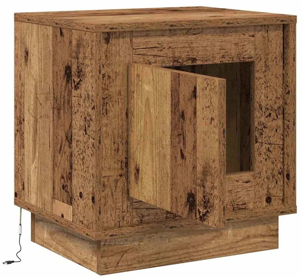 Cômodas de cabeceira com luzes LED 2 pcs Madeira velha 44x34,5x45 cm