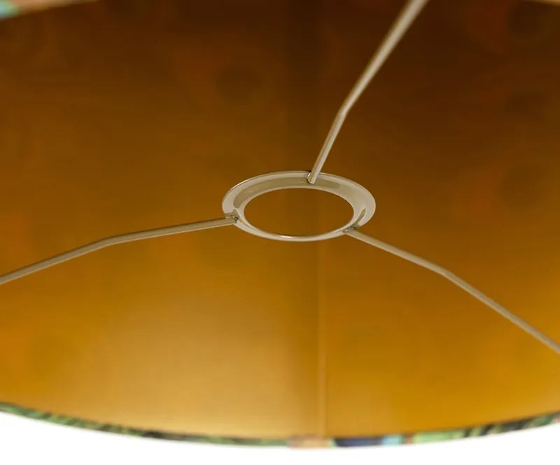 Abajur de veludo com design de pavão 40/40/40 com interior dourado