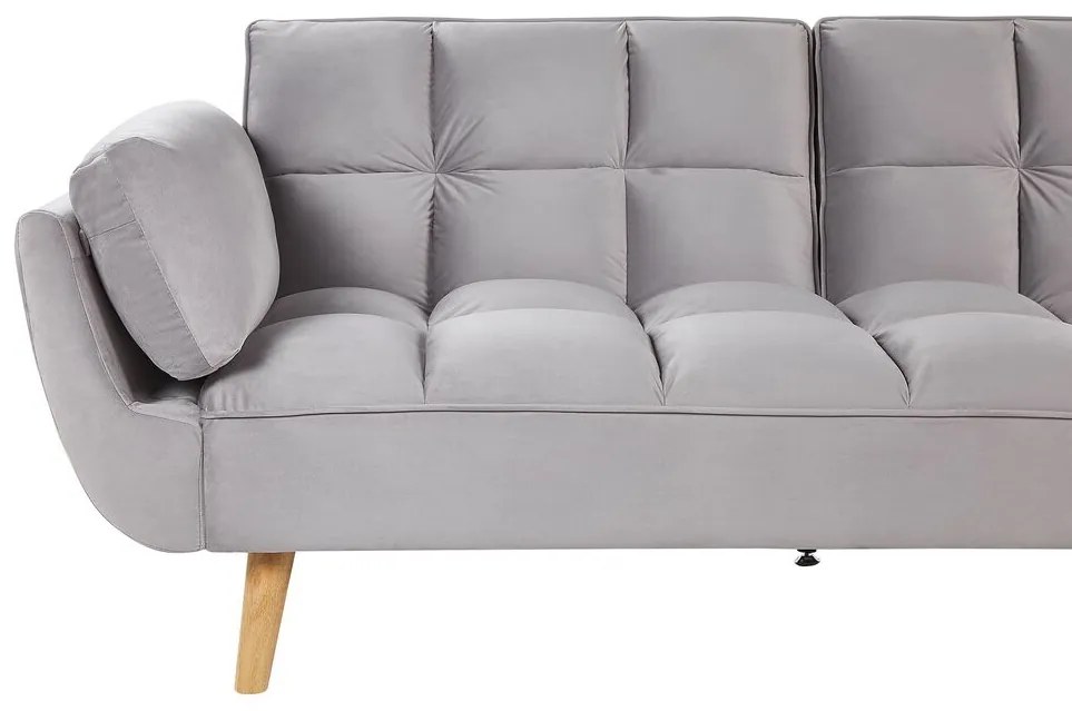 Sofá-cama em veludo cinzento claro ASBY Beliani