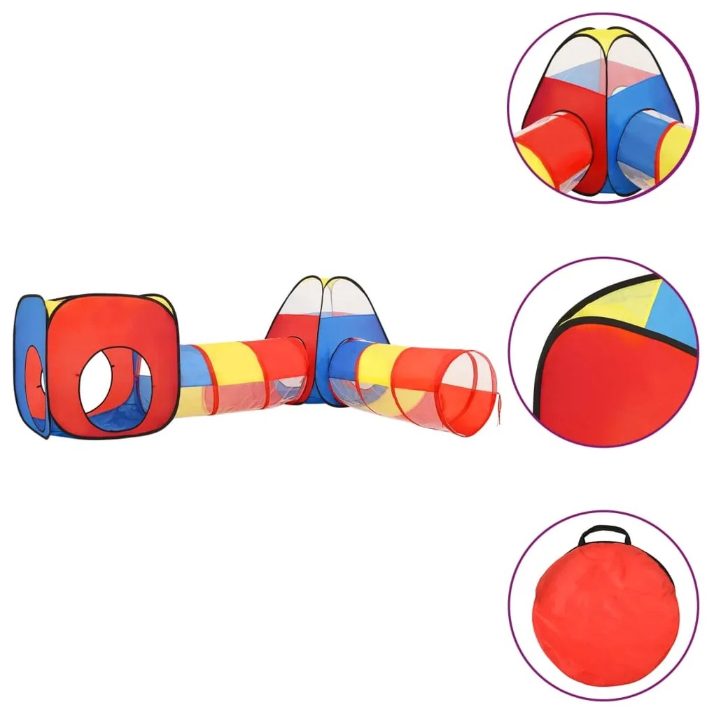 Tenda de brincar infantil com 250 bolas 190x264x90 cm multicor