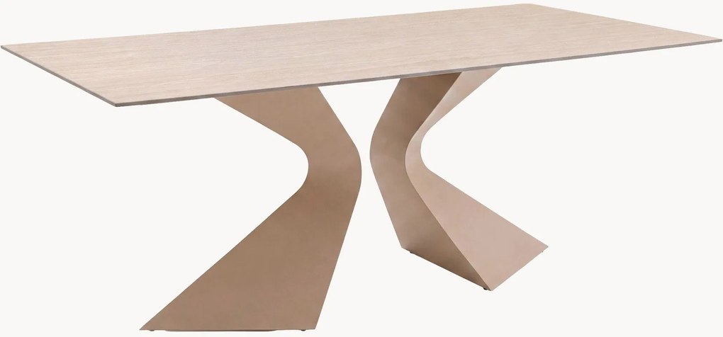 Mesa de jantar com tampo de aspeto de travertino Gloria, 200 x 100 cm