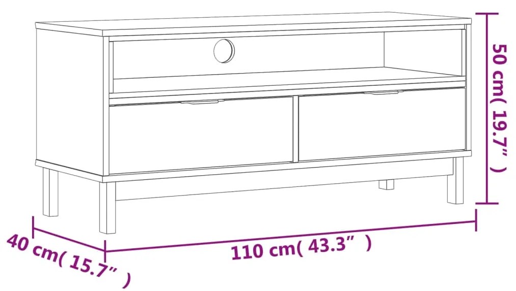 Móvel de TV FLAM 110x40x50 cm madeira de pinho maciça