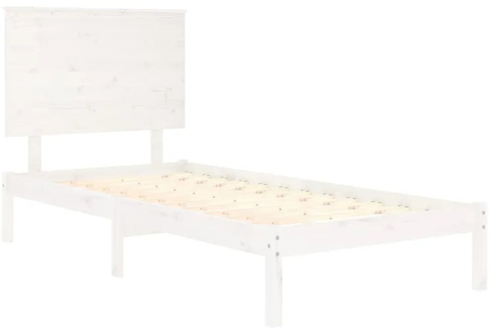 Cama sem colchão 100x200 cm madeira de pinho maciça branco