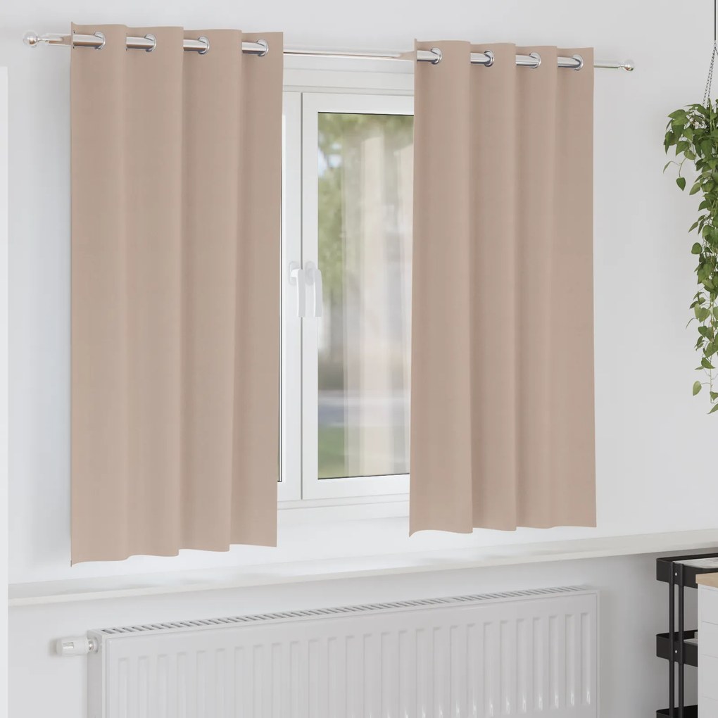 vidaXL Cortinas 2 pcs Cinzento-acastanhado 175 x 140 cm Poliéster