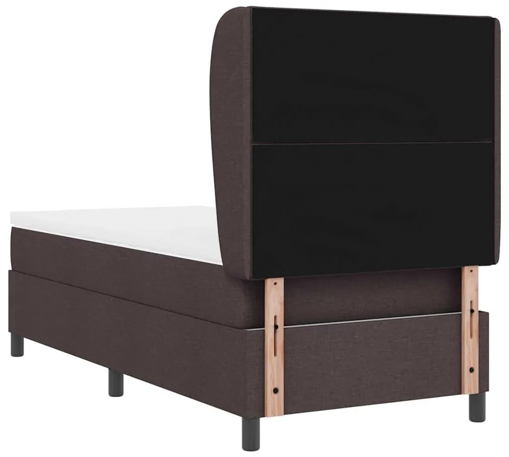Cama Box com cabeceira Castanho escuro 100 x 200 cm Tecido