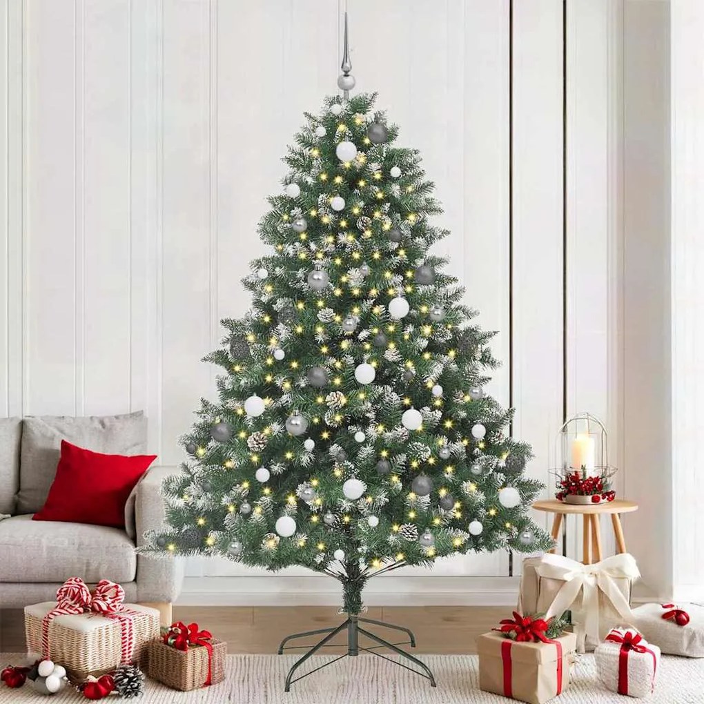 vidaXL ÁrvoredeNatalArtificial com luzes de tira LED Verde 210cm PVC