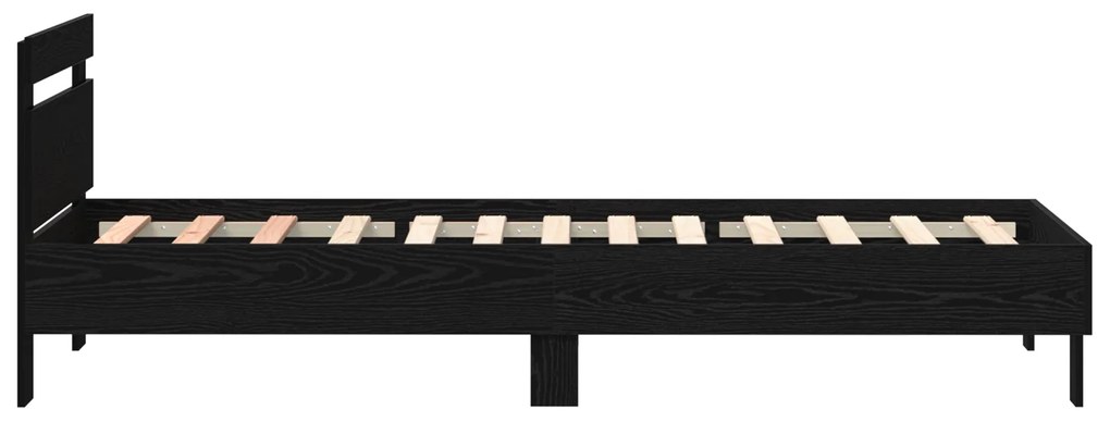 Cama vidaXL com Luzes LED Carvalho Preto 90x200 cm Madeira Reforçada