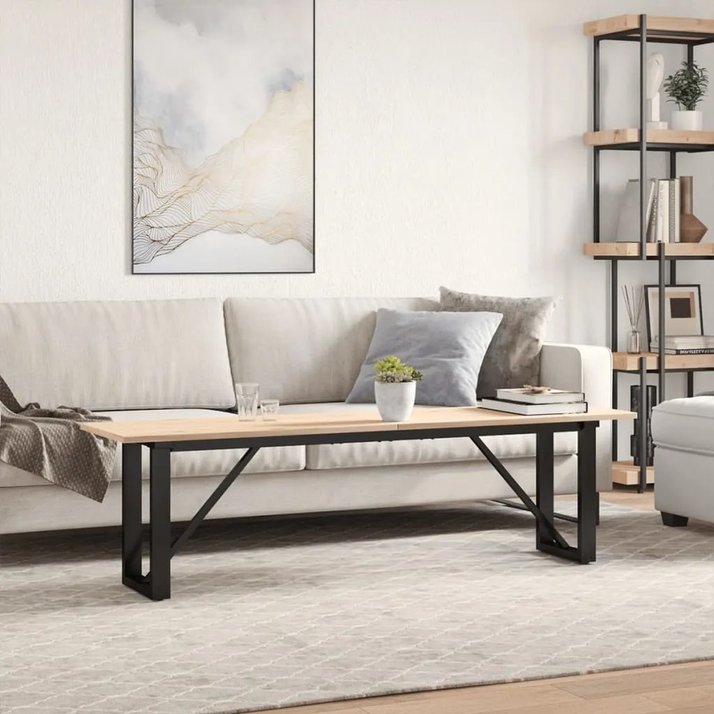 Mesa de centro estrutura em O 160x40x45cm pinho e aço