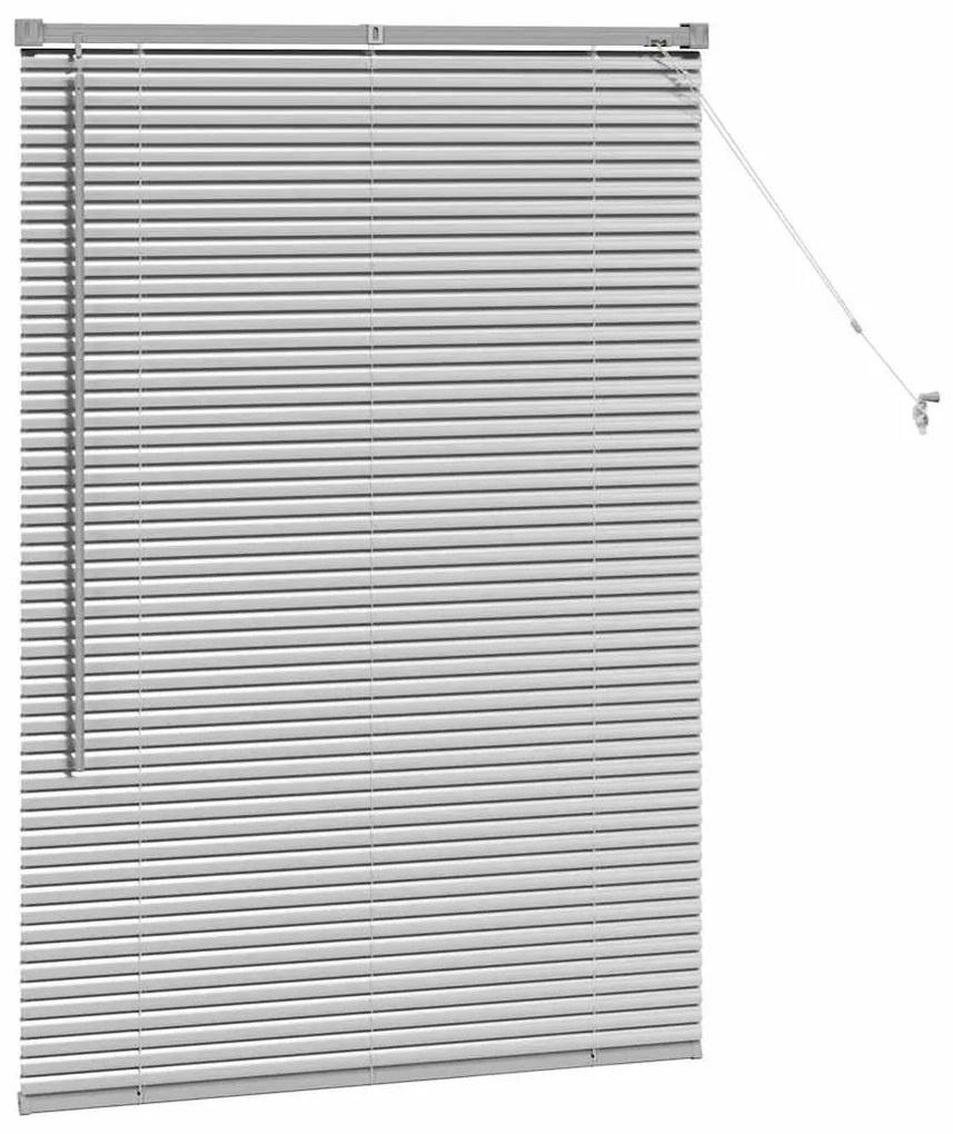 Persiana de Janela com cortinas Manual Prata 80 x 130 cm Alumínio