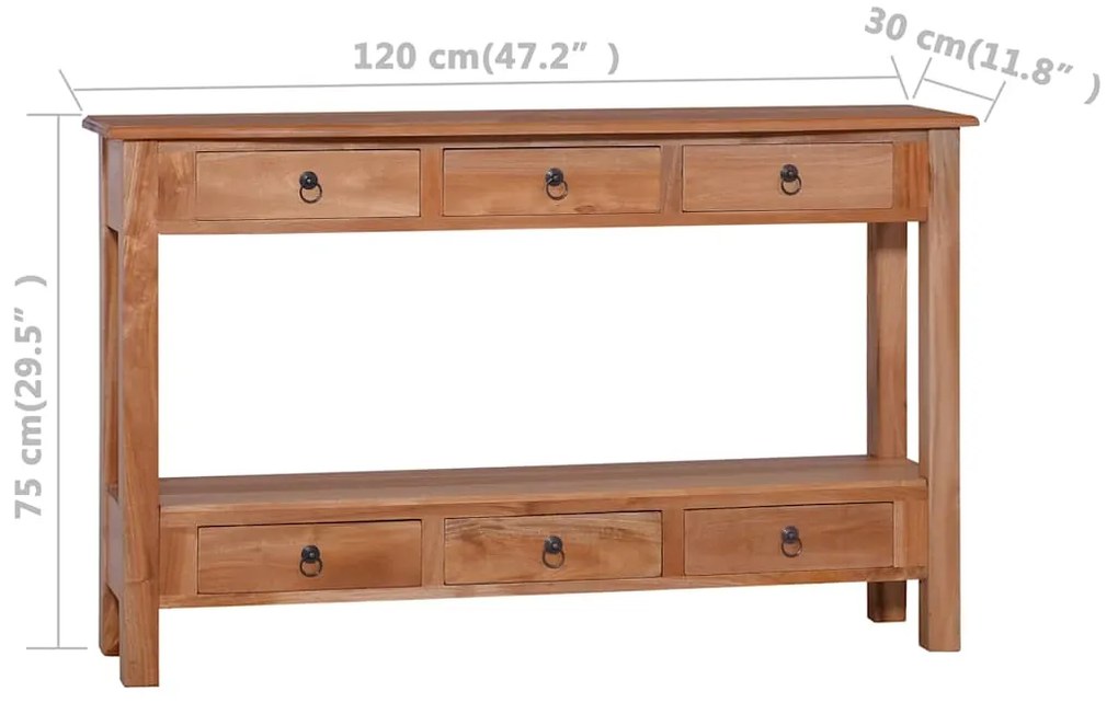 Mesa consola 120x30x75 cm madeira de mogno maciça