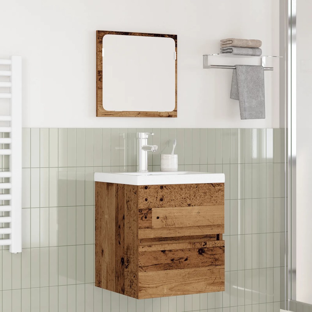 vidaXL Conjunto de Móveis para Banheiro com gaveta Montado na parede com armazenamento com espelho 3 pcs