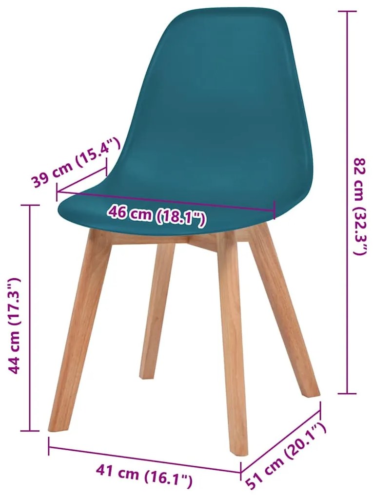 Cadeiras de jantar 4 pcs plástico turquesa