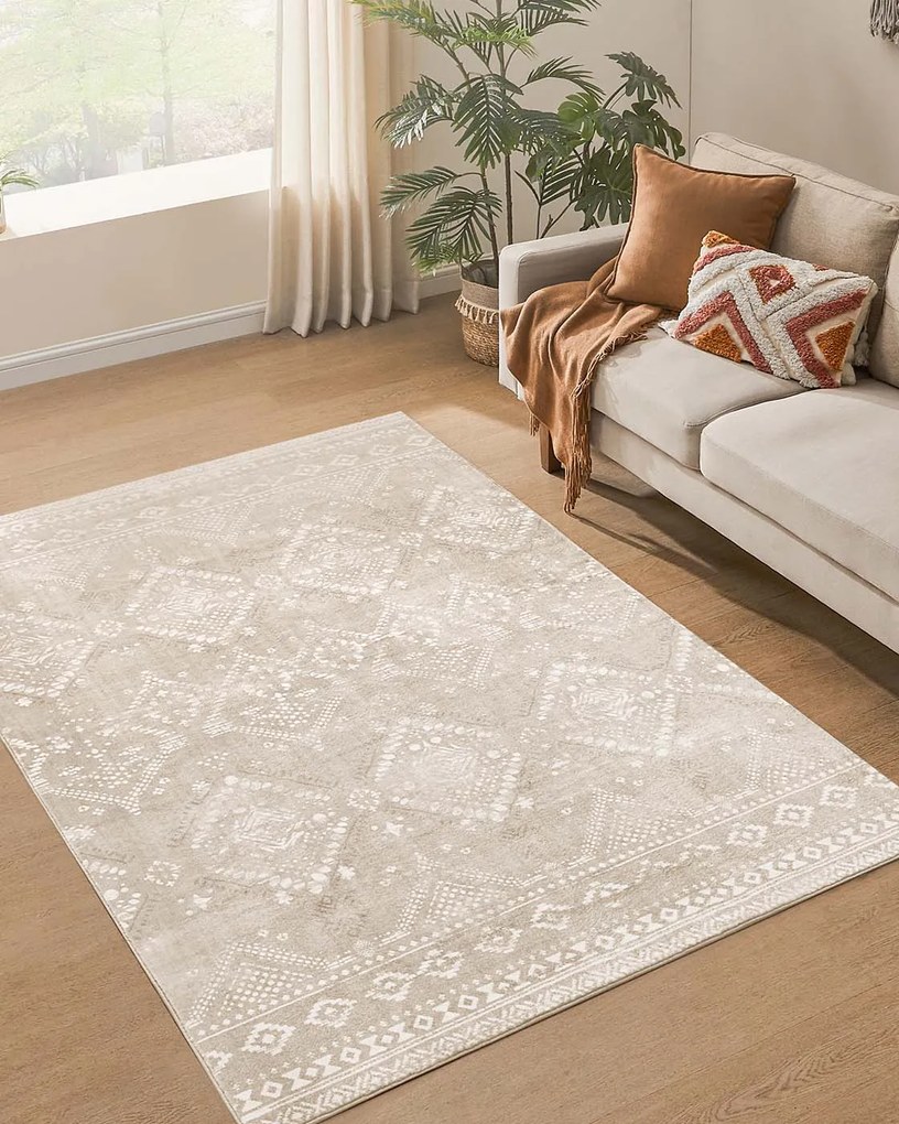 Tapete Boho 140 x 200 cm felpudo bege cappuccino