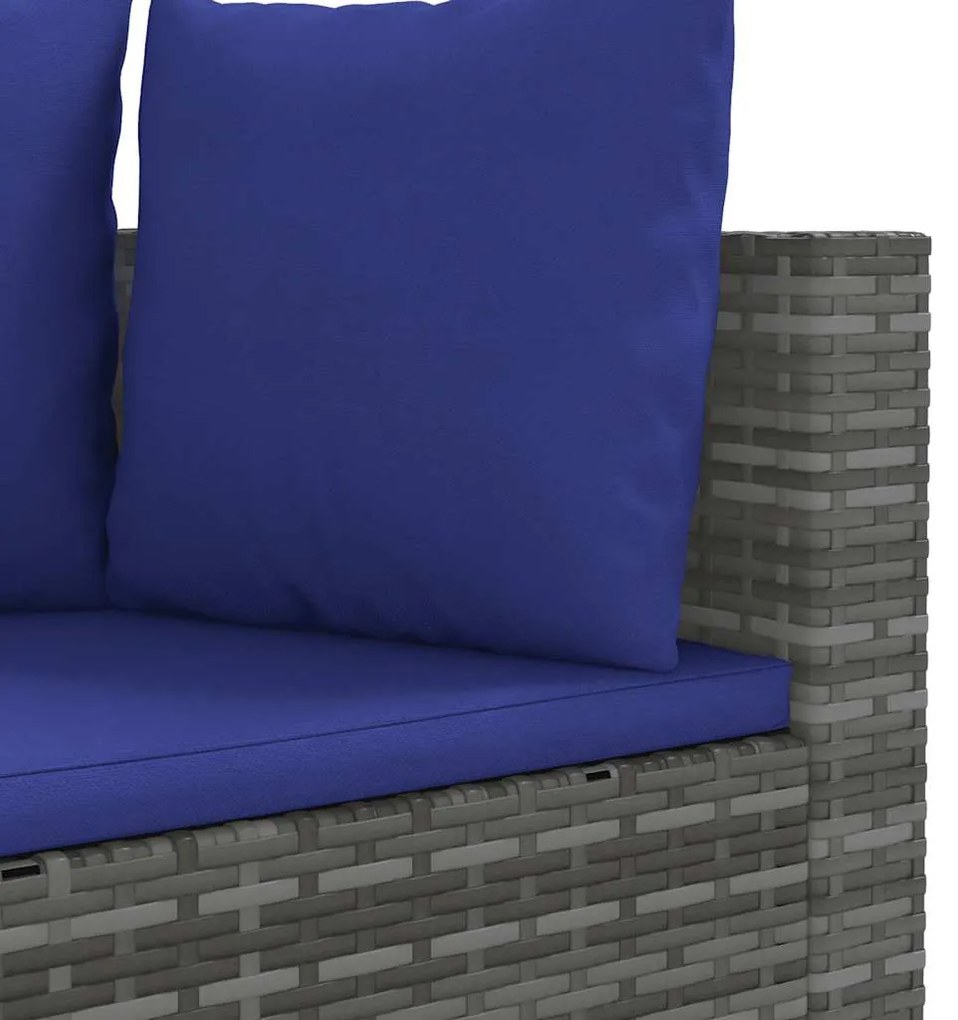 8 pcs conjunto sofás de jardim c/ almofadões vime PE cinzento
