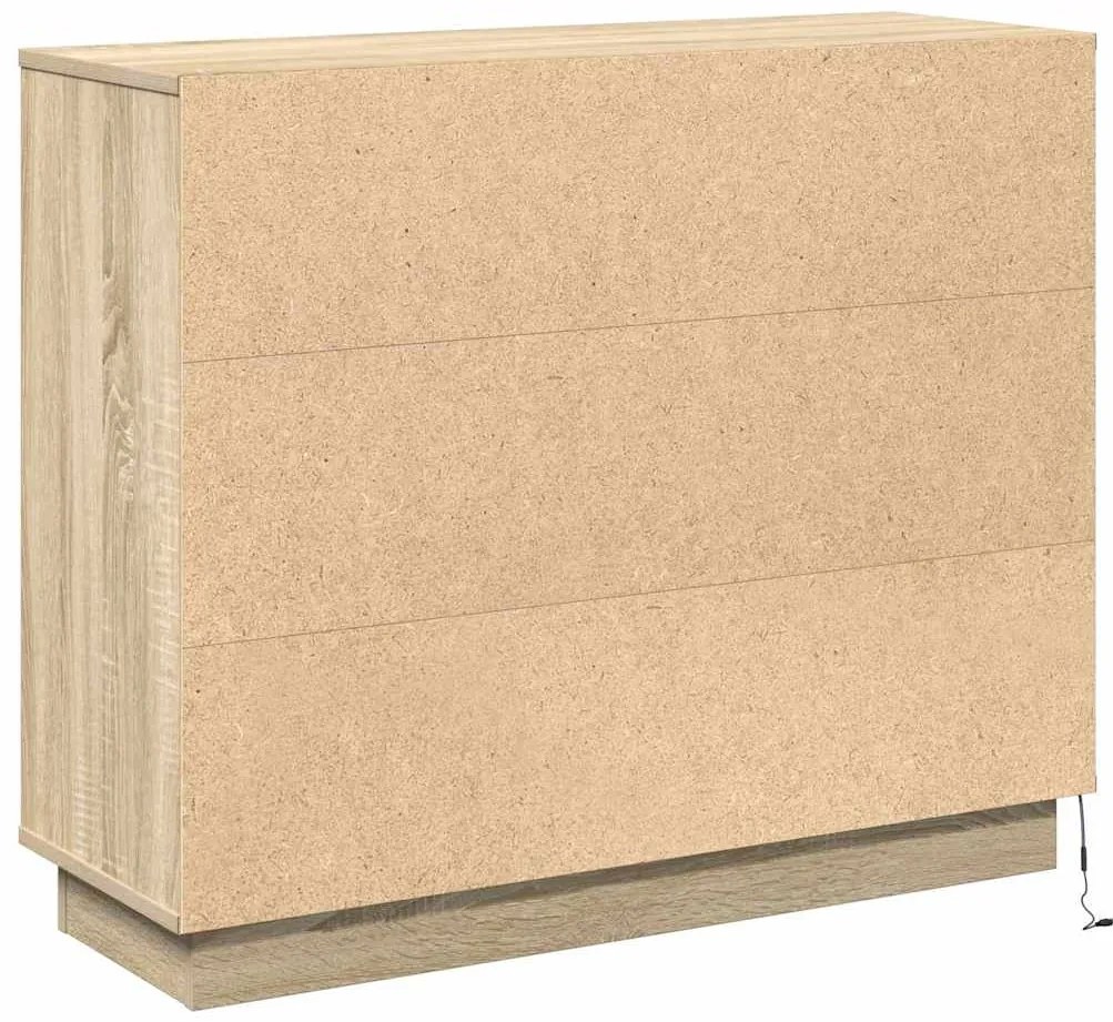 Sideboard vidaXL com LED Carvalho Sonoma 90x32x75 cm em madeira engenh