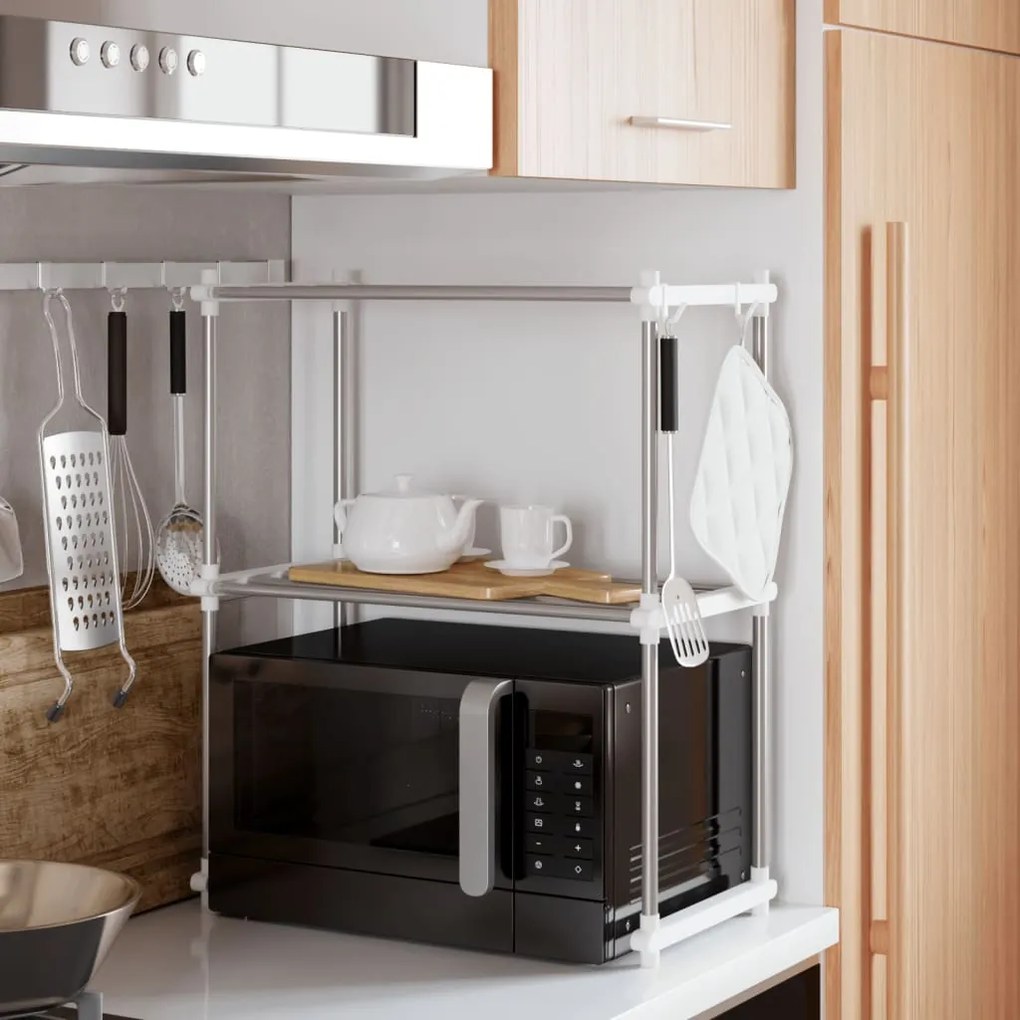 vidaXL Prateleira para micro-ondas 51x27x63 cm alumínio branco