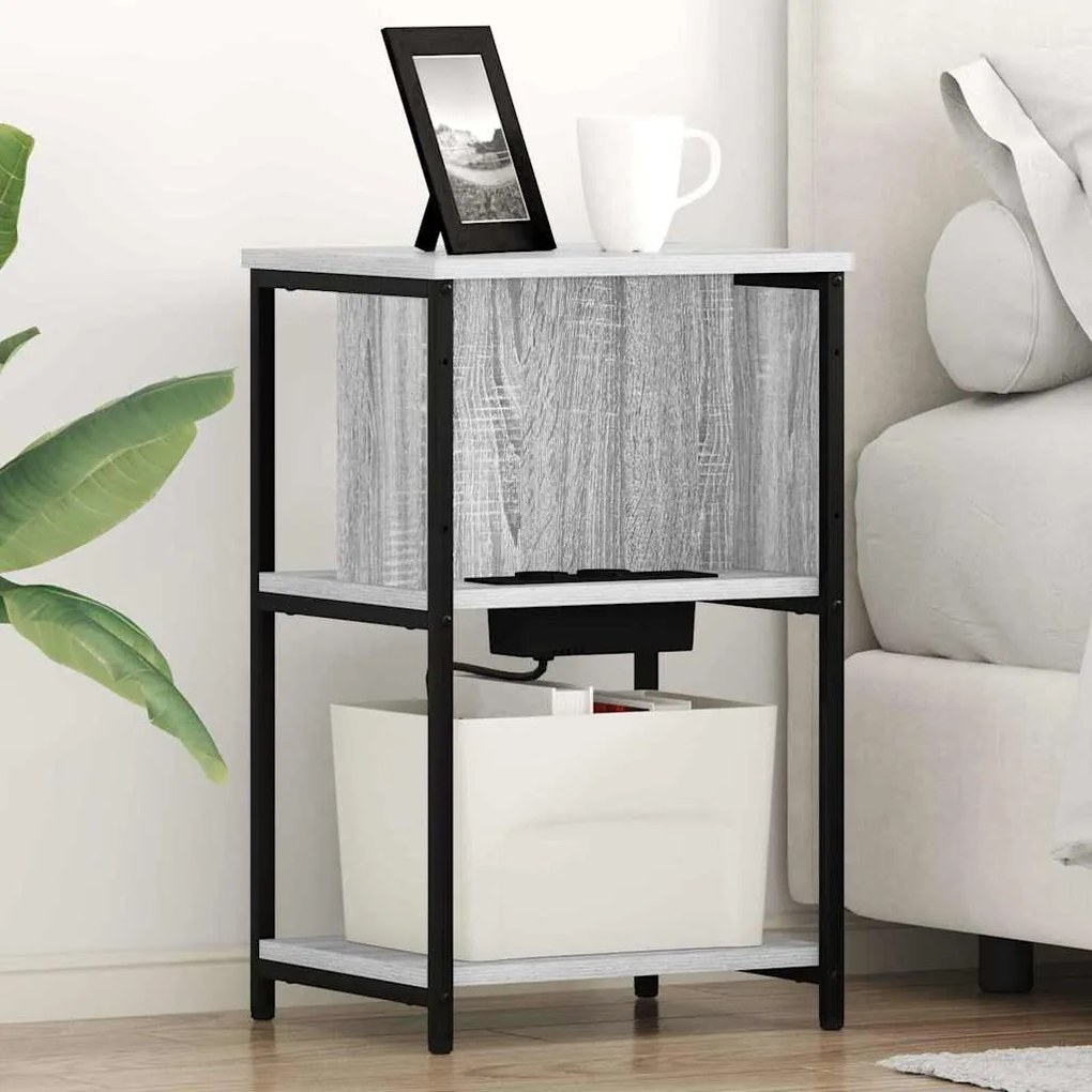 vidaXL Armário de Cabeceira 2 pcs Sonoma cinzento 38 x 31 x 61 cm