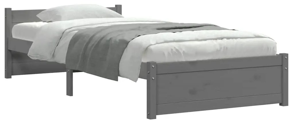 Estrutura cama pequena solteiro 75x190 cm madeira maciça cinza
