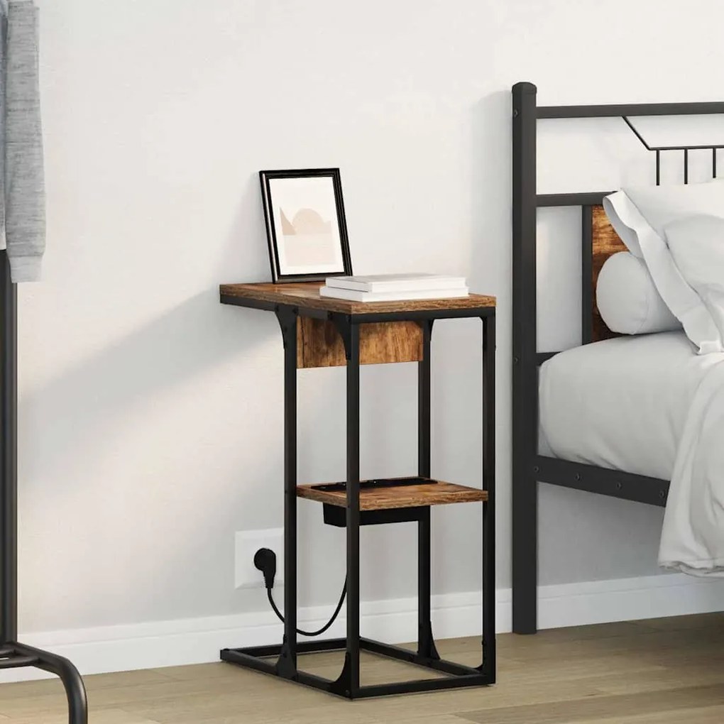 vidaXL Armário de Cabeceira Carvalho Defumado 41,5 x 26 x 60,5 cm