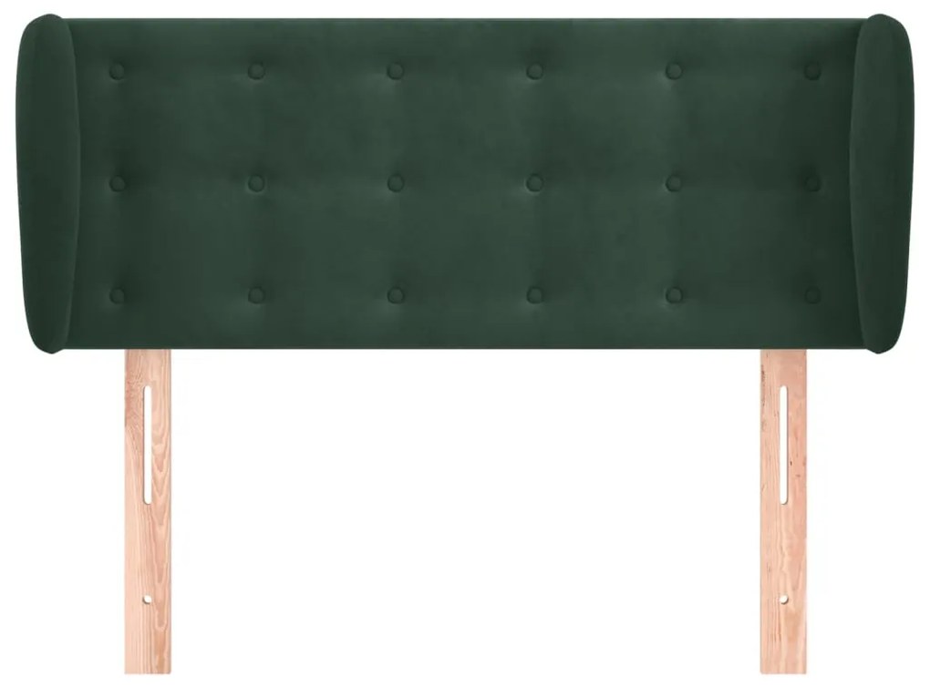 Cabeceira de cama c/ abas veludo 103x23x78/88cm verde-escuro