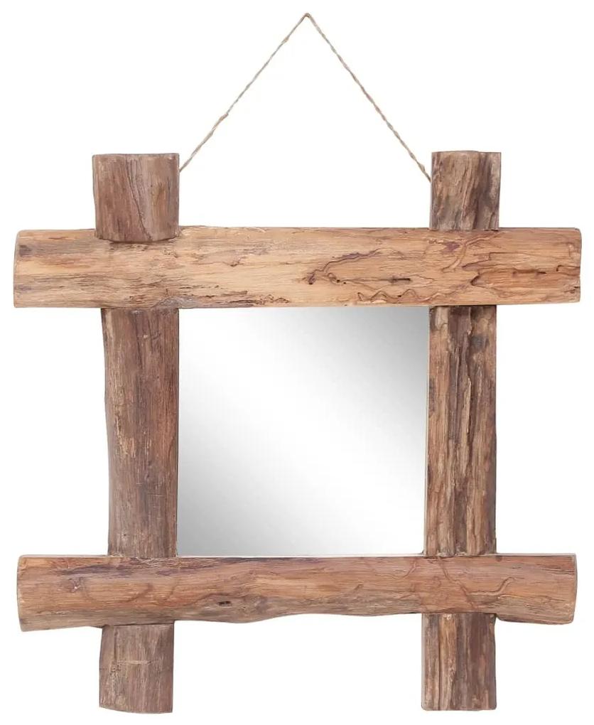 Espelho de troncos 50x50 cm madeira recuperada maciça natural