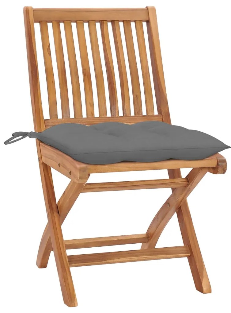 Cadeiras de jardim dobráveis c/ almofadões 4 pcs teca maciça